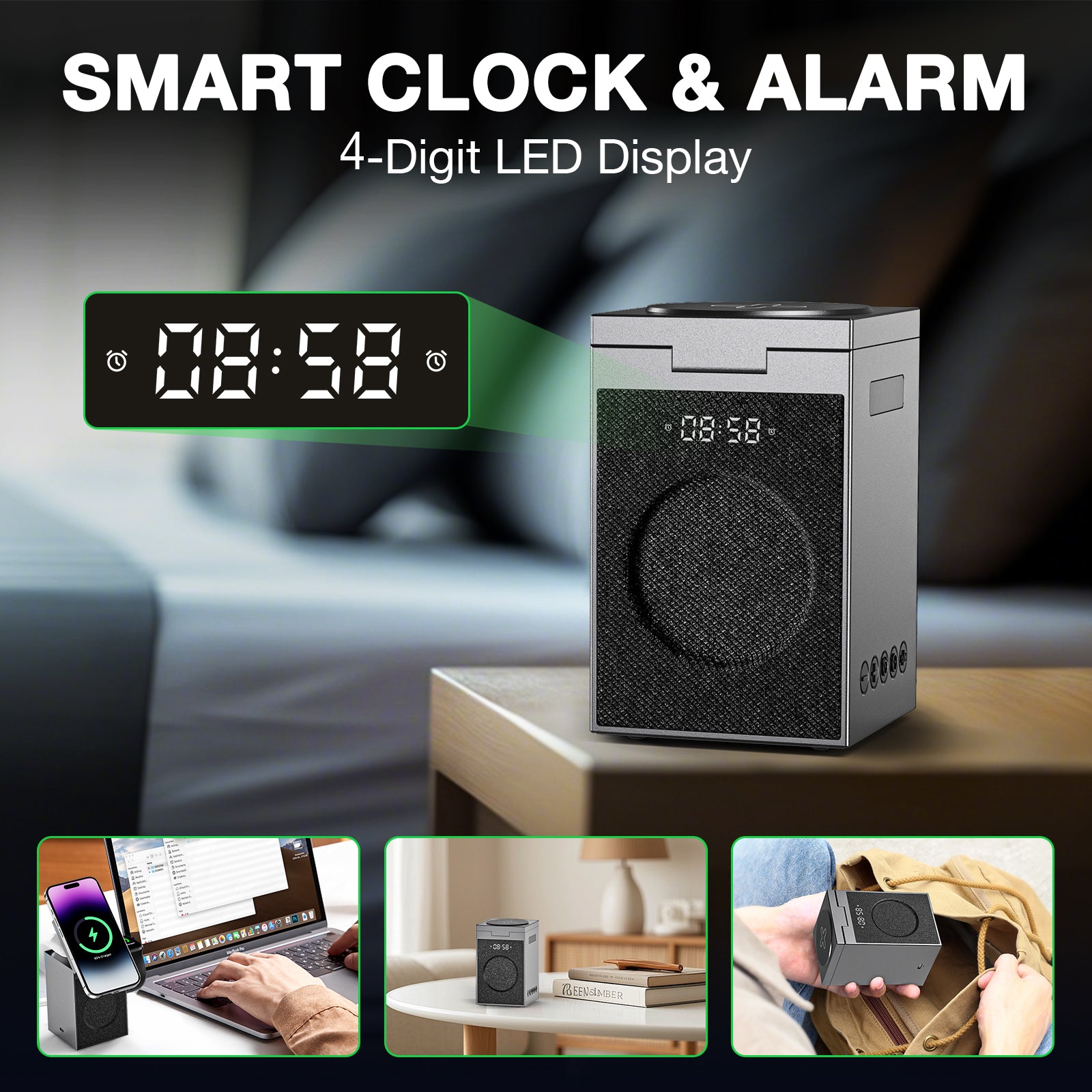 led alarm clock digital time display smart home