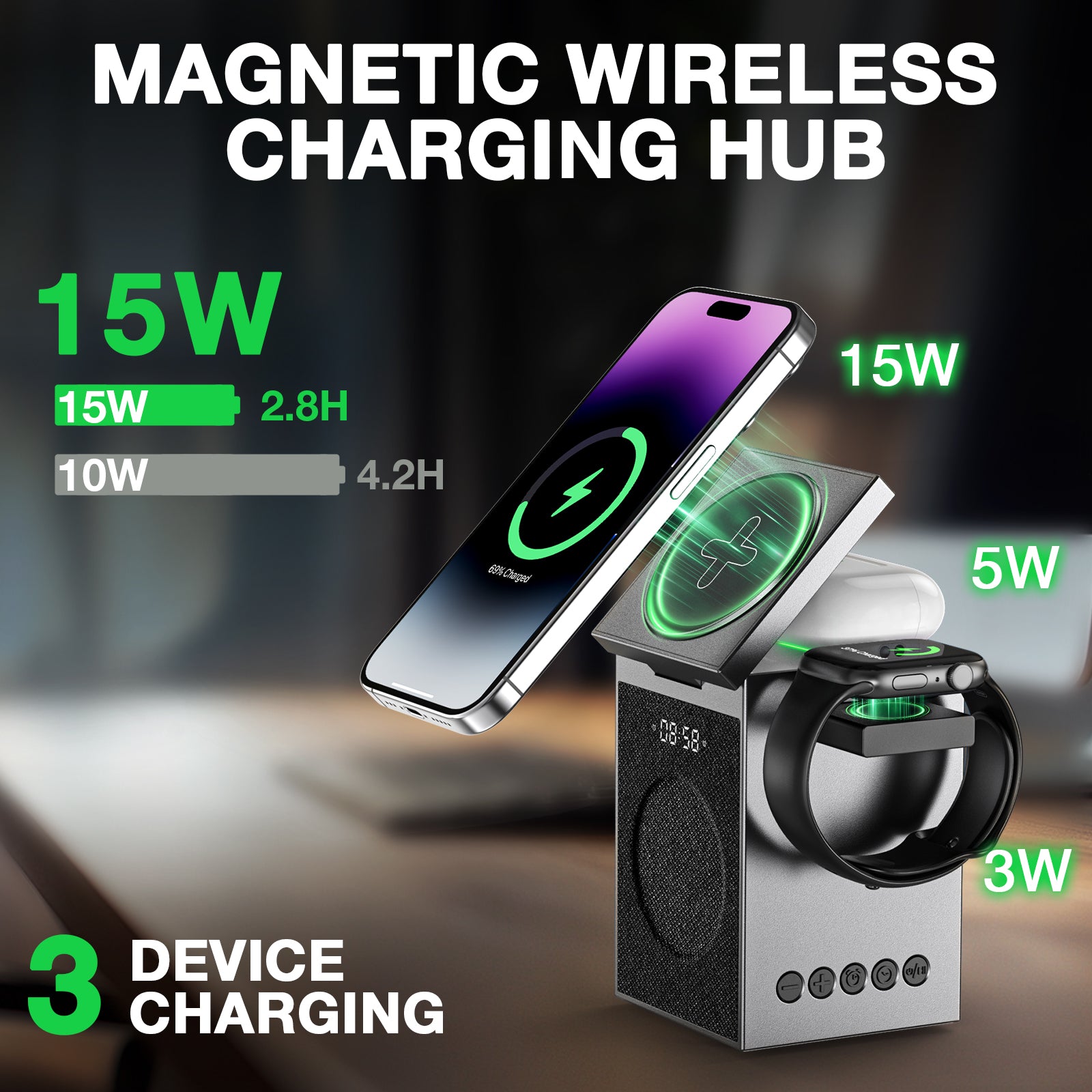 magsafe wireless charger for iphone apple watch earbuds