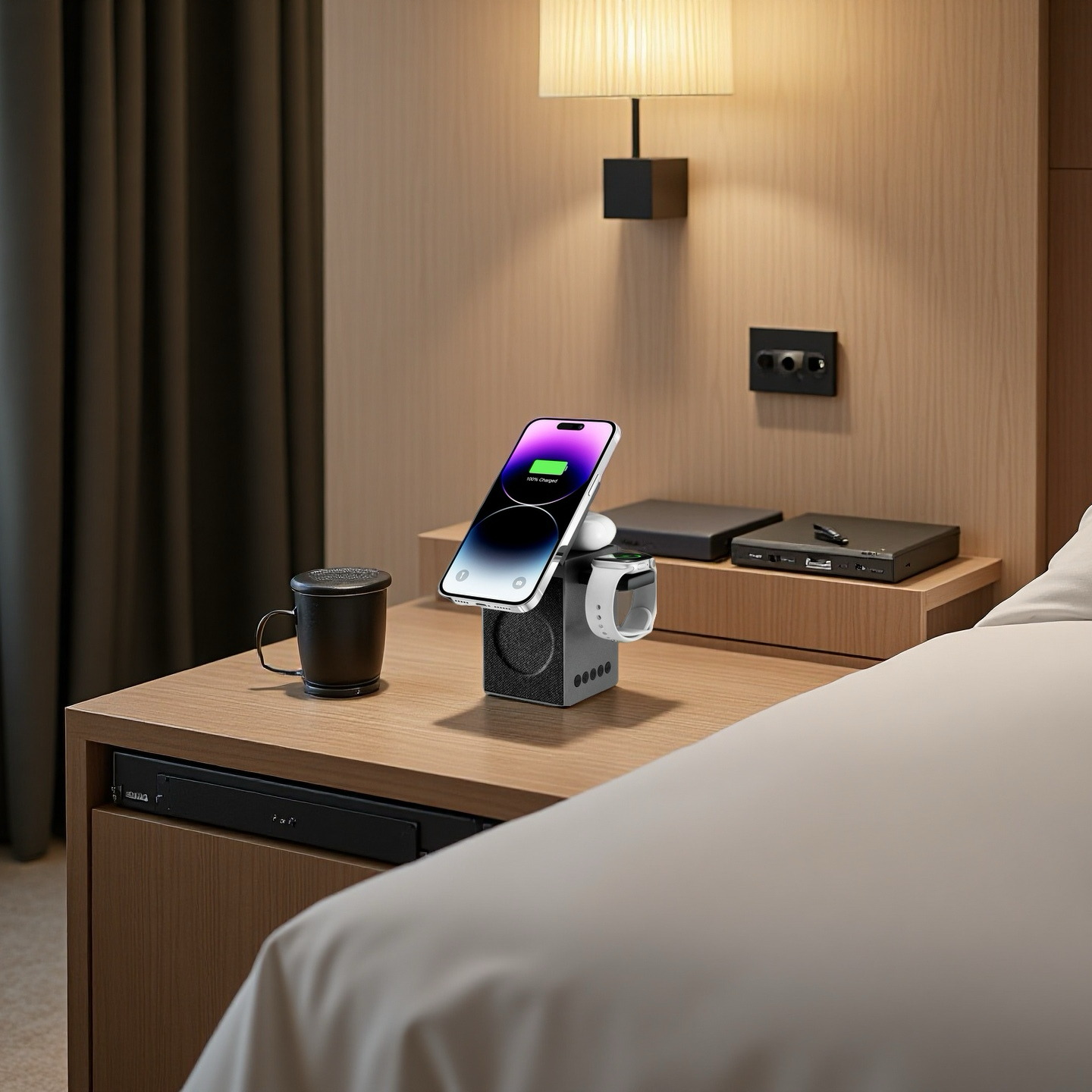 declutter desk setup all in one wireless charging speaker