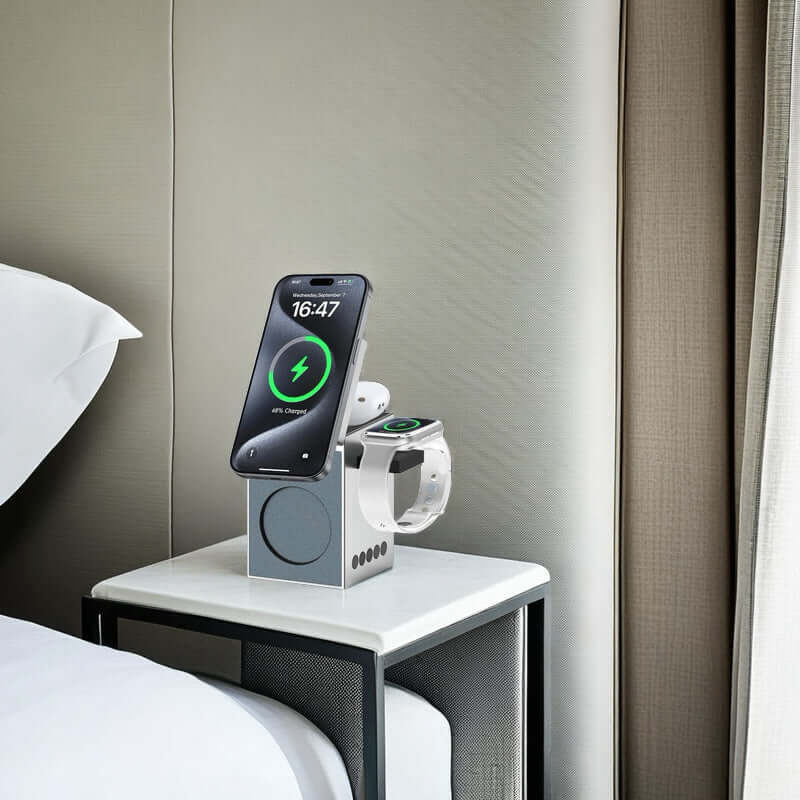 GreenTech CUBY Multifunctional Bluetooth Speaker with Wireless Charger &Magnetic Charging Stand