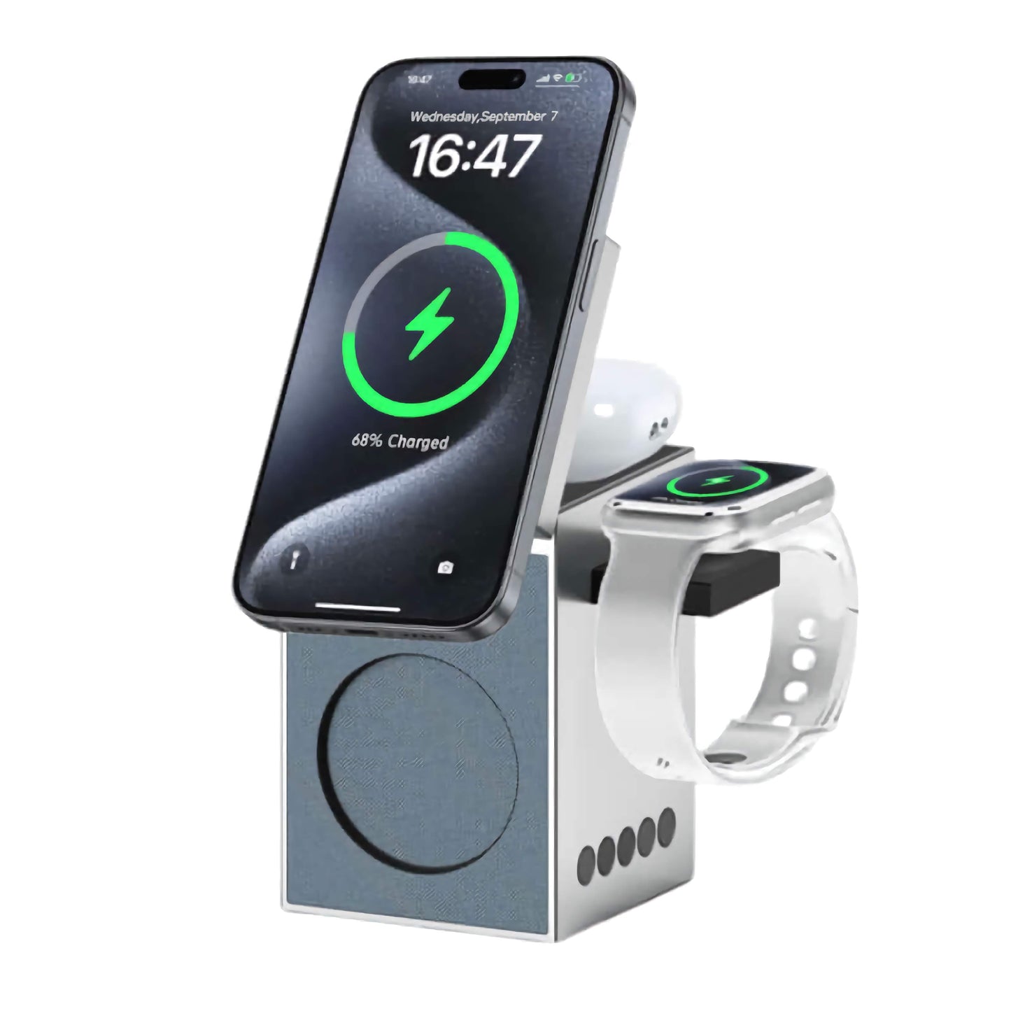 GreenTech CUBY Multifunctional Bluetooth Speaker with Wireless Charger &Magnetic Charging Stand