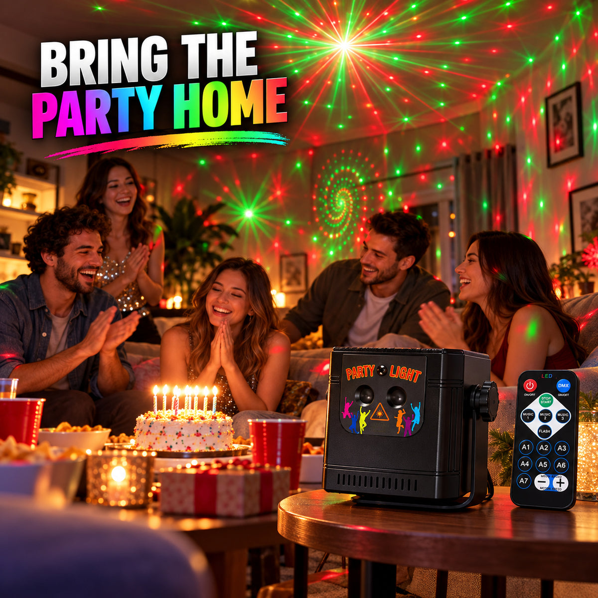 MUSEEQ Laser Party Light, Sound Activated Music Sync, Rechargeable & Remote