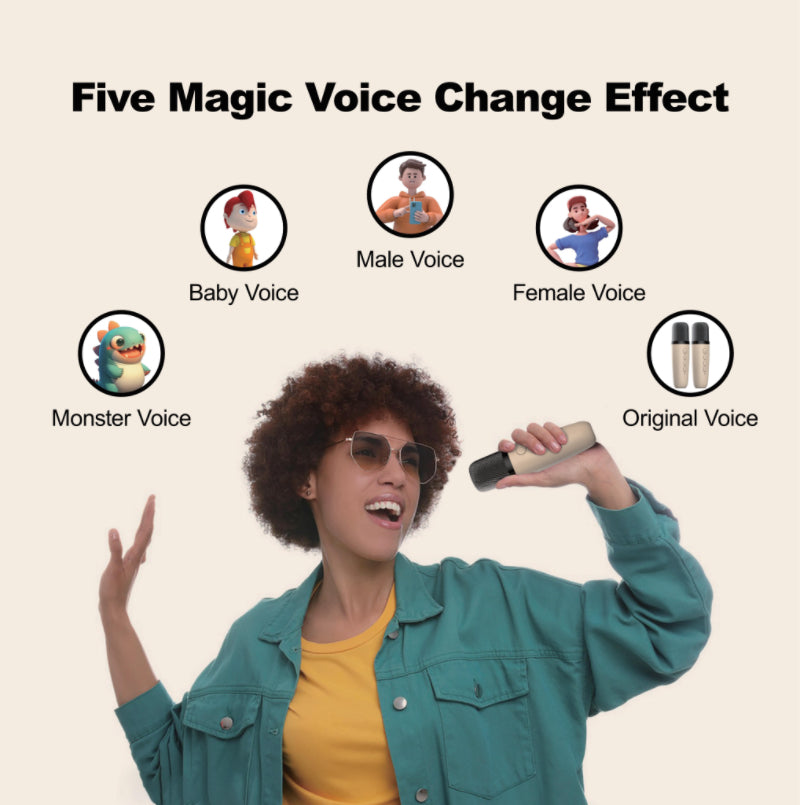 Portable Bluetooth Karaoke Machine w/ 2 Microphones for Kids & Adults, Back to School Toy, Party Fun