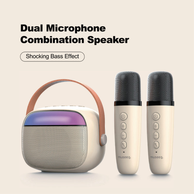 Portable Bluetooth Karaoke Machine w/ 2 Microphones for Kids & Adults, Back to School Toy, Party Fun
