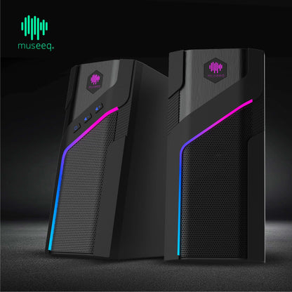 MUSEEQ Gaming PC Speakers, USB Powered, Bluetooth 5.1, 21 Lighting Modes