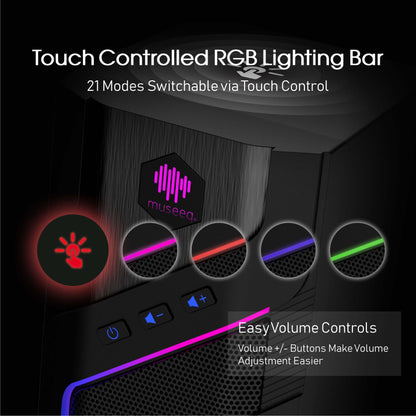 MUSEEQ Gaming PC Speakers, USB Powered, Bluetooth 5.1, 21 Lighting Modes