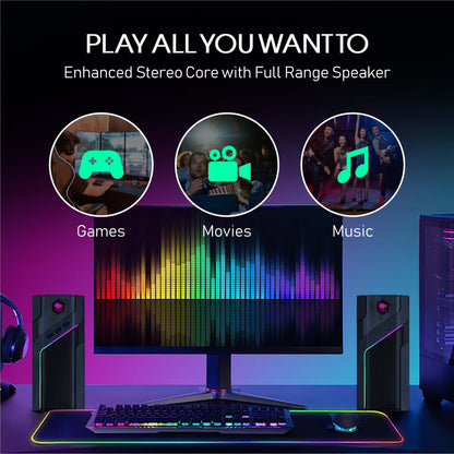 MUSEEQ Gaming PC Speakers, USB Powered, Bluetooth 5.1, 21 Lighting Modes