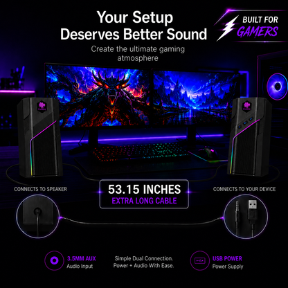 MUSEEQ W-206RE | Gaming PC Speakers for Desktop with RGB Lighting & Bluetooth