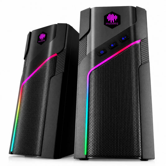 MUSEEQ Gaming PC Speakers, USB Powered, Bluetooth 5.1, 21 Lighting Modes